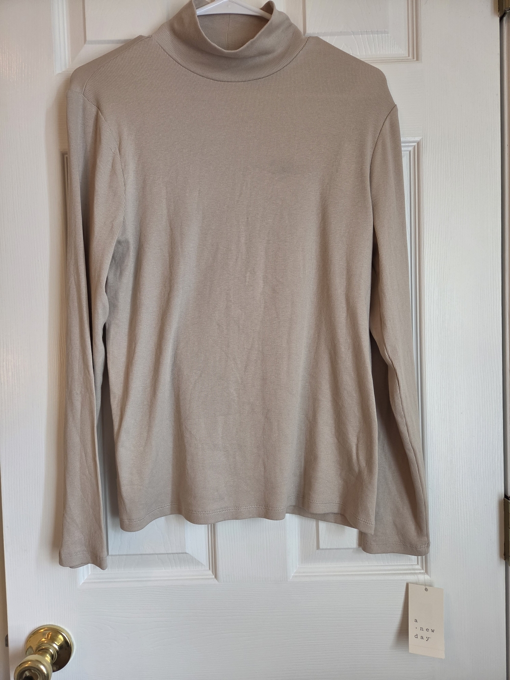 A New Day NWT Beige Ribbed Turtleneck Long Sleeve Top Large